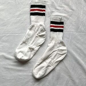 Black and Red Striped Men's White Socks